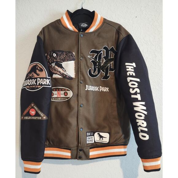 Jurassic Park "The Lost World" Varsity Jacket | Brown & Black | Size L |... - Picture 1 of 13